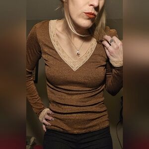 3 Small Michael Stars long sleeve tops, SPARKLE fabric, bundle, lot